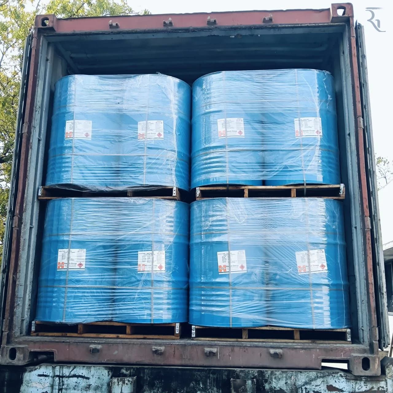 Liquid chemical drums prepared for supply